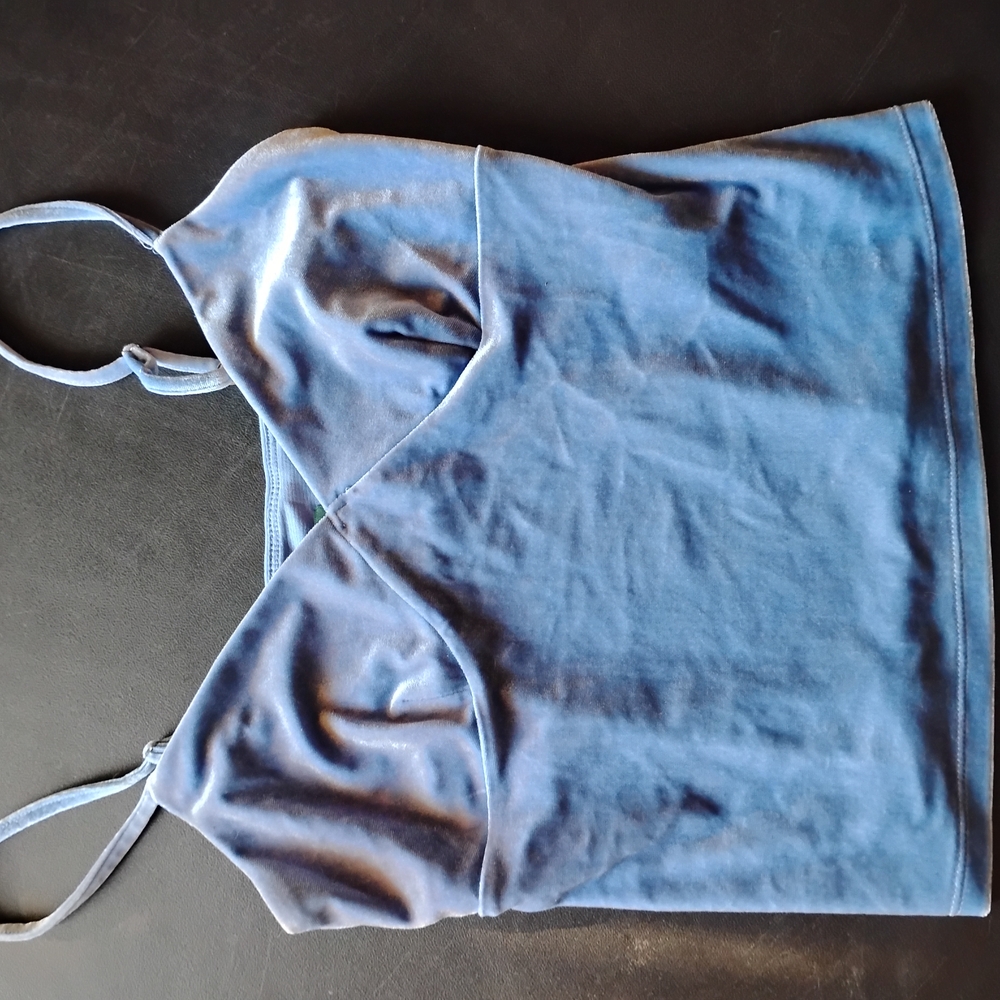 Blue Crushed Velvet Women's Top